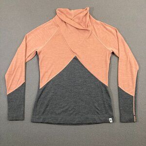 Smartwool Merino 250 Crossover Neck Sweater Top Pink Gray Long Sleeve Size M